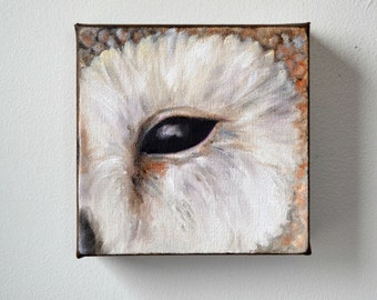 Wildlife art, original oil on canvas, owl painting, Barn Owl, wall art, home decor - Eye See You series thirteen