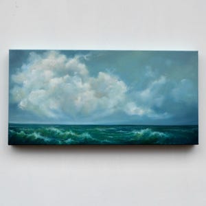Seascape painting, cloud painting, original oil painting, ocean painting, original art - Learning how to swim