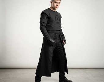 Dark Futuristic Krieger Cosplay Kostüm für Männer - Schwarzes Taktisches Outfit, Cyberpunk Kostüm, Sci-Fi Rüstung, Cosplay Set.