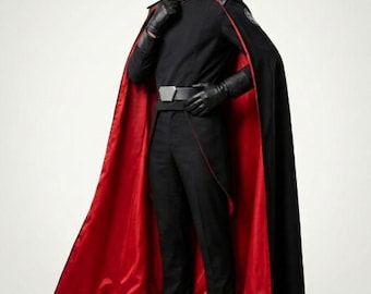 Dark Imperial Offizier Kostüm Männer, Star Wars inspirierte Sith Cosplay Outfit, Schwarze Uniform mit Umhang, Futuristisches Schurken Kostüm.