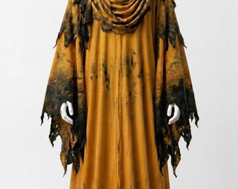 Hastur Inspired King in Yellow Hooded Robe Costume, Dark Fantasy Gothic Priest Cloak, Lovecraft Horror Cosplay Outfit, Halloween Costume.