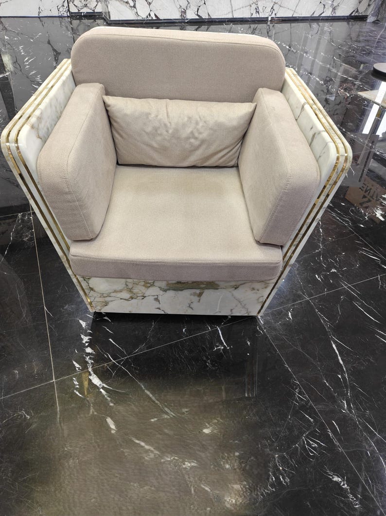 Calacatta Viola Marble Living Room Furniture Set – 9-piece Handcrafted ...