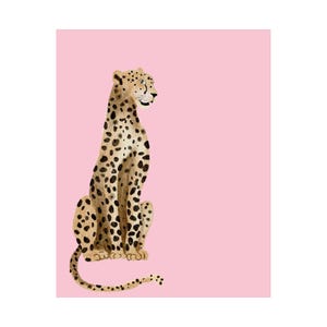 Pink Leopard Print Art, Modern Cheetah Maximalist Decor, Grandmillennial Style image 6