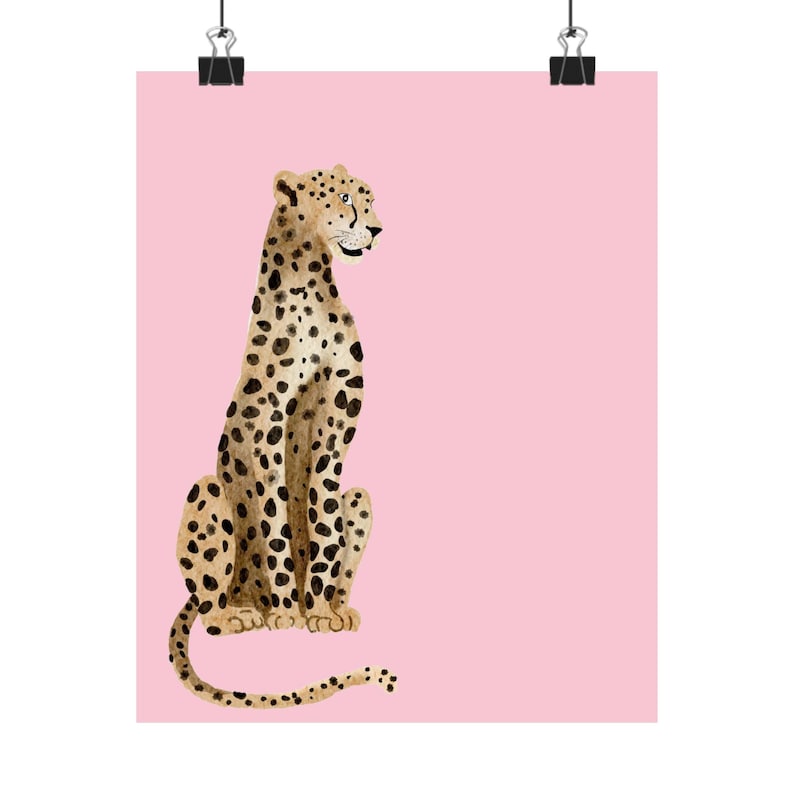 Pink Leopard Print Art, Modern Cheetah Maximalist Decor, Grandmillennial Style image 5