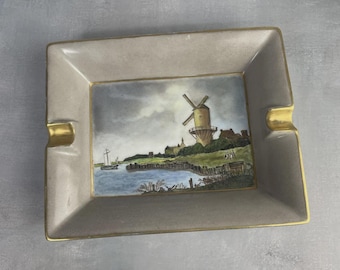 Cenicero de porcelana El molino de viento Wijk bij Duurstede vintage arte holandés decoración artículo coleccionable