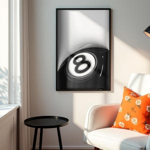8 Ball Poster | Black White Aesthetic Wall Art | Minimal Street Style Print | Retro Cool Bedroom Decor | 8 Ball Graphic Gift image 4