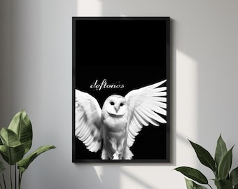Deftones Diamond Eyes Poster | Alternative Rock Album Wall Art | White Owl Aesthetic Print | Indie Music Bedroom Decor | Band Fan Gift Idea