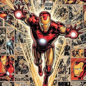 Iron Man-serieposter | Superhjälteväggkonst | Estetiskt tryck i Marvel-stil | Avengers-sovrumsinredning | Presentidé för vintage serietidningsfan bild 6