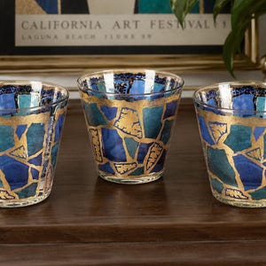 Vintage Blue and Gold Glassware - Etsy