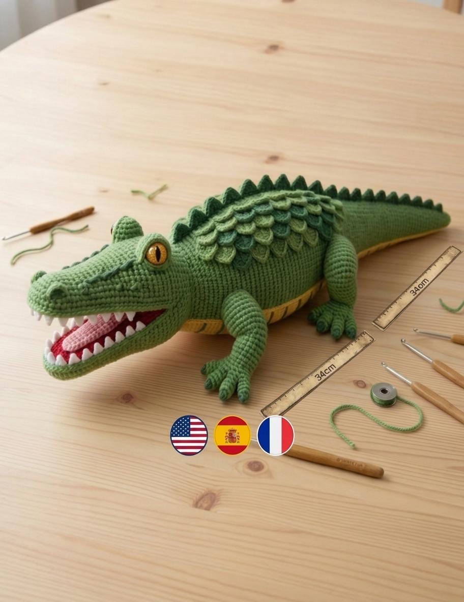 30 Alligator Crochet Patterns for Handmade Gifts, Nursery Decor, and Playful Amigurumi 25 Realistic Alligator or Crocodile Plush Pattern
