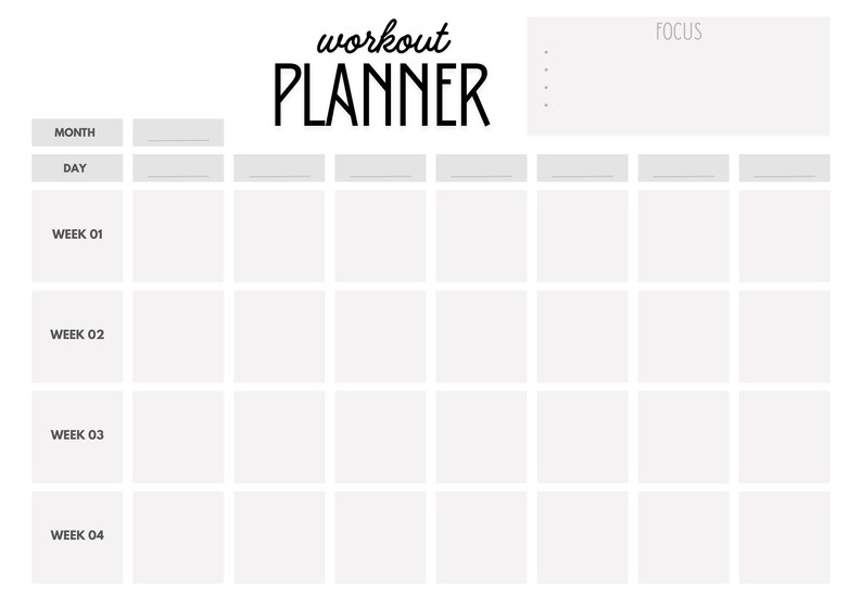 Monthly Workout Planner Printable - Etsy