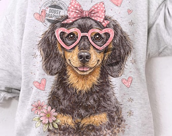 Dachshund Coquette PNG, Weiner Dog Bow Sublimation, Coquette Dog Mom Shirt Design, Pink Bow Dachshund Digital Download, Preppy Dog Lover PNG