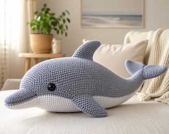 Motif dauphin au crochet réaliste - Tutoriel PDF amigurumi marin réaliste