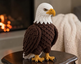 Realistyczny wzór szydełkowy orła w formacie PDF, samouczek dla kolekcjonerów amigurumi, szydełkowanie ptaka drapieżnego
