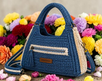 Modèle de sac à bandoulière sportif au crochet, tutoriel de sac à main moderne, sac à main en cordon de coton (téléchargement PDF)