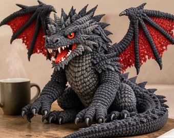 Realistyczny wzór na szydełkowego smoka – samouczek na dziką pluszową maskotkę amigurumi (PDF)