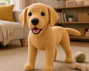 Realistyczny wzór na szydełko labradora w formacie PDF, samouczek wykonania pluszowego pieska amigurumi (do pobrania na bieżąco)