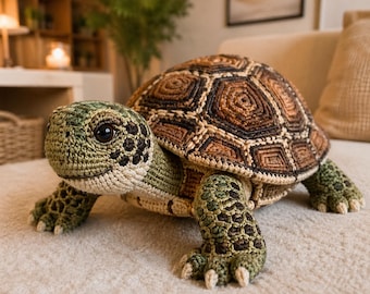 Realistyczny wzór na szydełkowego żółwia – realistyczny żółw amigurumi, wzór naturalnej skorupy (do pobrania w formacie PDF)