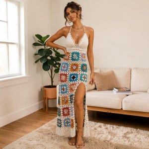 crochet granny square maxi dress Square Granny Maxi Dress Crochet Pattern  PDF Download  Intermediate  Level  XS to XL  English & Spanish  Instant Download