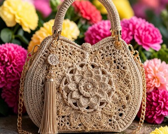 Modèle de sac à main floral au crochet, tutoriel fourre-tout bohème élégant (téléchargement PDF)