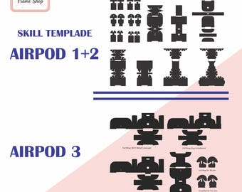 AirPod 1 2 and AirPod 3 Skin Template Vector