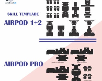 AirPod 1, 2 and AirPod Pro Skin Template Vector