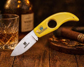 Cortador de puros de lujo con hoja de acero inoxidable – Logotipo grabado a medida, regalo ideal para los amantes de los puros.