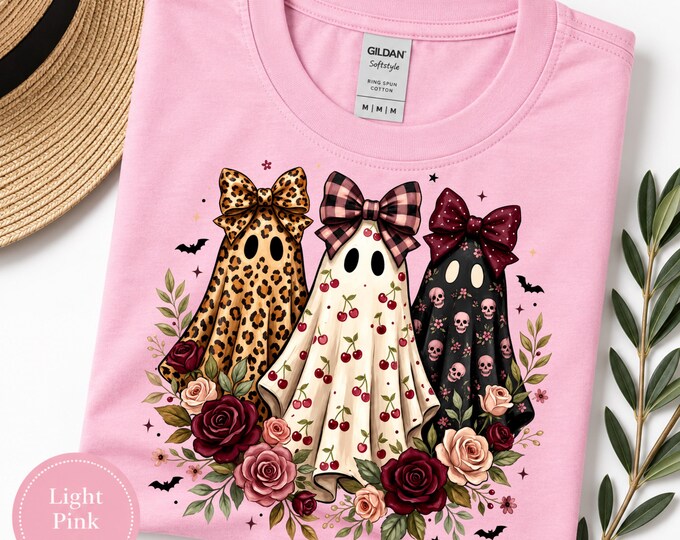 Vintage Rose Trio Ghosts Witch Halloween Shirt, Gothic Floral Tee
