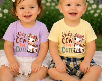 Holy Cow Im Cute Infant Tee | Cute Cow Graphic Baby Shirt
