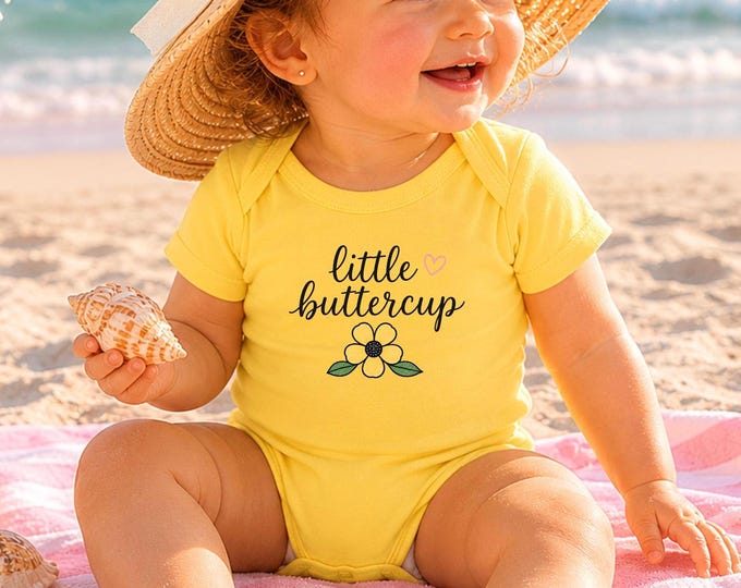 Little Buttercup with Yellow Flower Infant Bodysuit | Baby Onesie | Infant Boy or Girl Outfit | Baby Shower Gift Idea