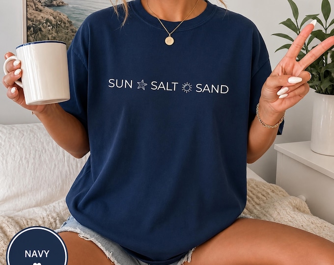 Sun Salt Sand Vacation Tee  – Shell details - Coastal Beach Graphic Tee (Comfort Colors)