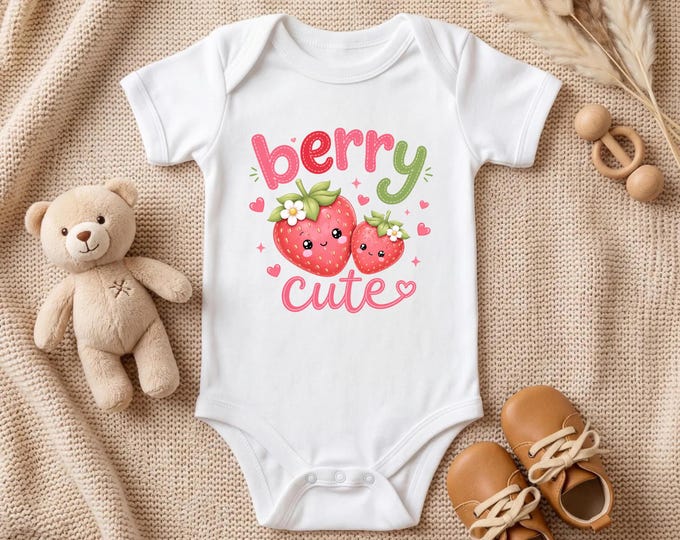 Berry Cute Baby Bodysuit | Cute Strawberry Baby Onesie | Baby Girl & Boy Outfit | Fruit Baby Clothes | Baby Shower Gift