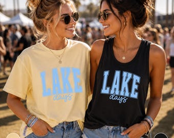 Lake Days tank top | Summer lake vacation typography | Comfort Colors Tank Top or T-Shirt | Vacation Tops | Gifts for Her | Everyday Comfy