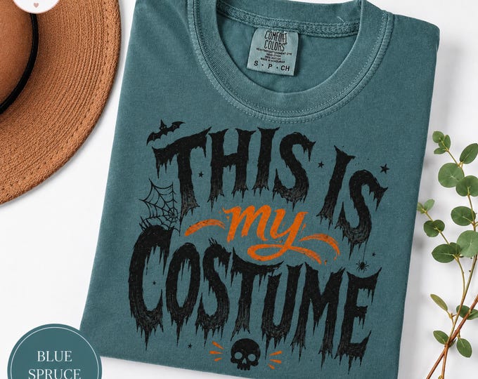 This Is My Costume T-Shirt | Halloween spooky skull bats design