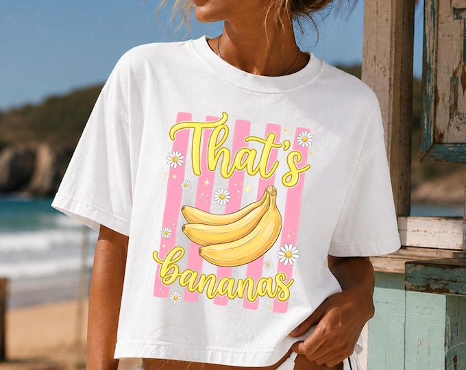 Thats Bananas Banana Graphic Tee | Boxy Crop T-Shirt | Preppy Boxy Top Comfort Colors | Summertime Fun Top