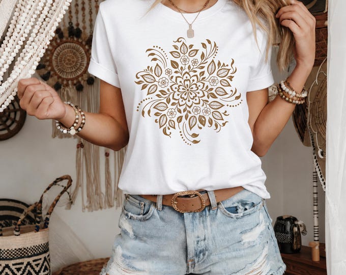 Floral Mandala Tee | Boho Flower Graphic T-Shirt