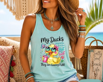 My Ducks They Are Having Fun tank top | Cute Duck Illustration, Summer Beach Vibes