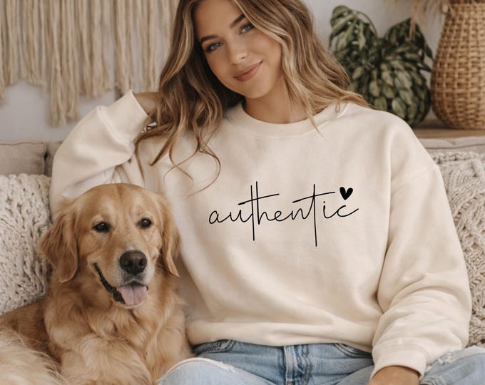 AUTHENTIC Script Heart crewneck sweatshirt | minimalist hand lettered design | Women's Comfy Sweatshirt