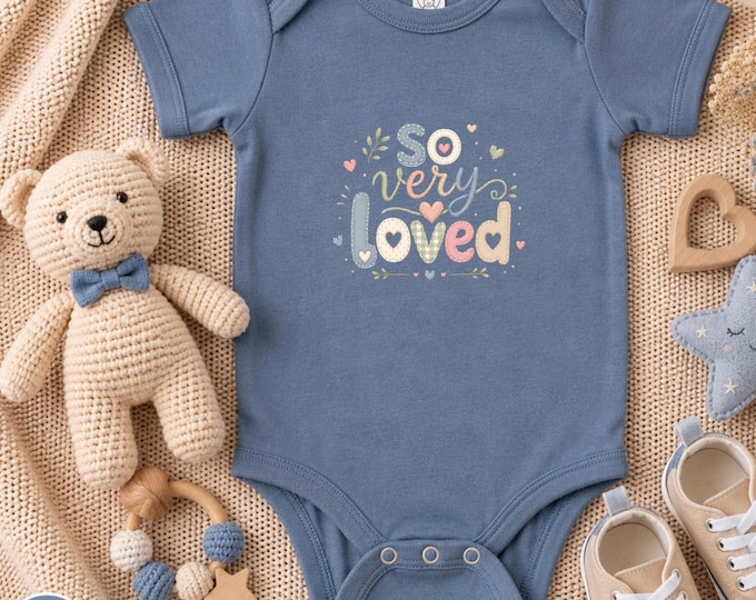 Very Loved floral baby bodysuit | Infant Onesie, pastel nursery design