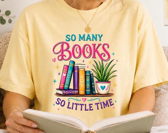 So Many Books So Little Time T-Shirt | Reading Stack Illustration