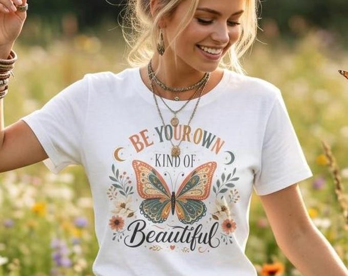 Be Your Own Kind Of Beautiful Butterfly T-Shirt | Floral Inspirational Tee