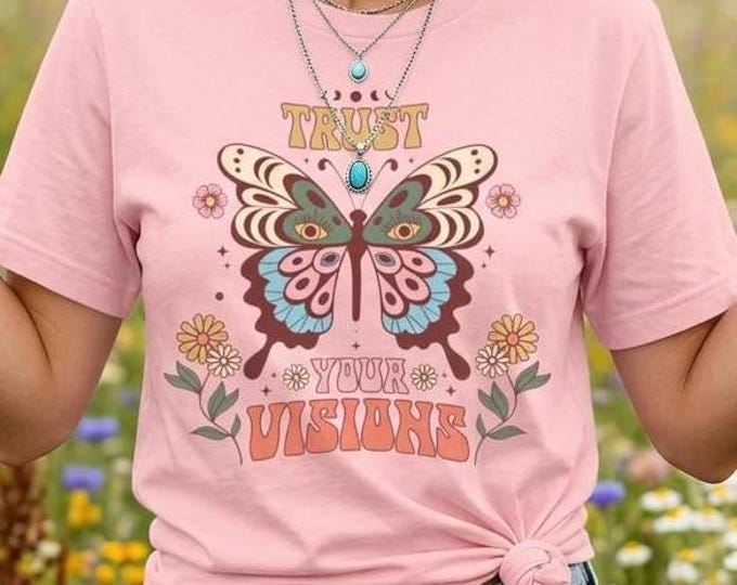 Trust Your Visions Butterfly T-Shirt | Retro Floral Boho Tee