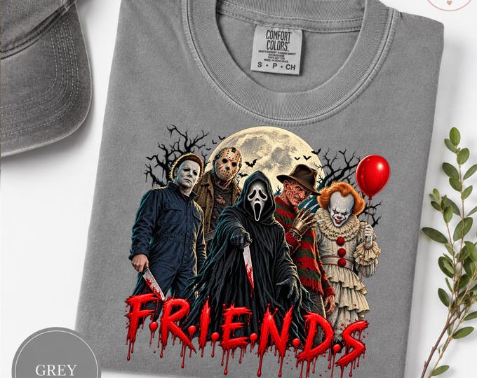 Classic Horror Movie Shirt, Pennywise, Jason Voorhees, Freddy Krueger, Michael Myers & Ghostface Tee, Halloween Horror Fan Gift