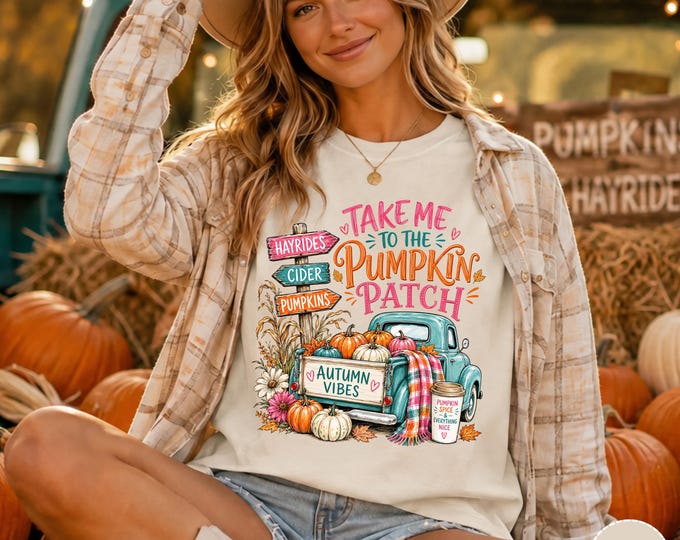 Pumpkin Patch Shirt | Fall Farm Graphic Tee | Vintage Truck Autumn Top | Hayride Cider Season Apparel | Comfort Colors Harvest Gift