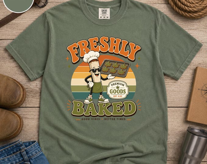 Freshly Baked Baker Chef Illustration T-Shirt | Retro Sunrise Pastries
