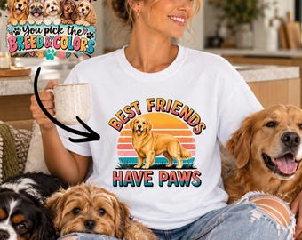 Custom Dog Breed Shirt, Personalized Pet Graphic Tee, Best Friends Have Paws, Retro Puppy Design, Dog Mom Gift, Comfort Colors T-Shirt