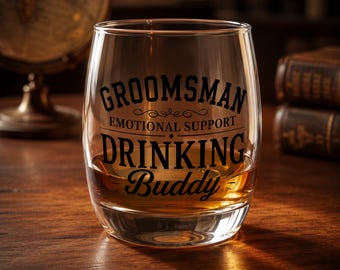 Custom Whiskey Glass, Personalized Scotch Glass, Groomsmen Gift, Custom Drinking Glass, Gift for Dad, Best Man Gift, Personalized Barware