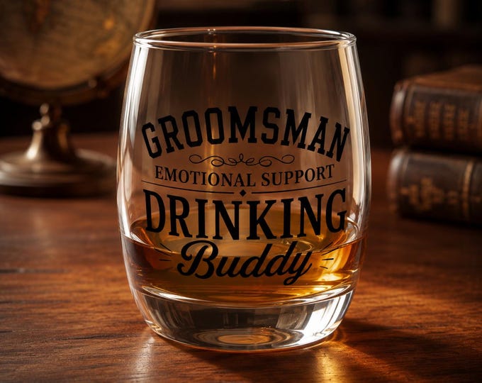 Custom Whiskey Glass, Personalized Scotch Glass, Groomsmen Gift, Custom Drinking Glass, Gift for Dad, Best Man Gift, Personalized Barware