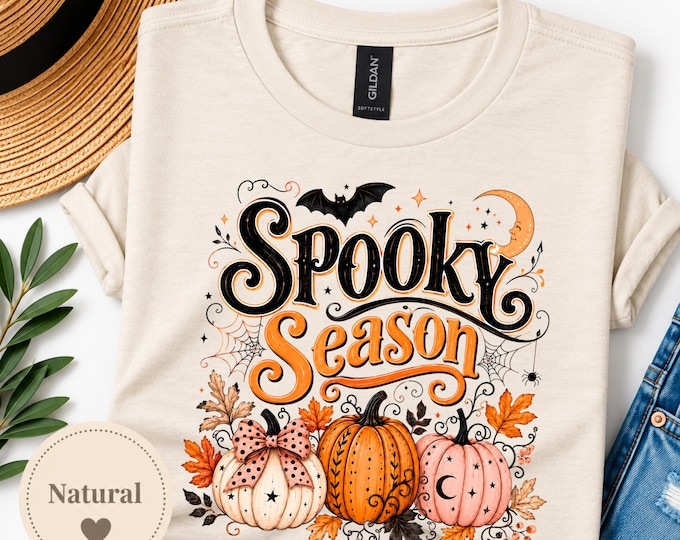 Spooky Season Halloween Shirt, Pink Pumpkin Halloween Tee, Cute Spooky Shirt, Girly Halloween Shirt, Retro Pumpkin Tee, Halloween Gift