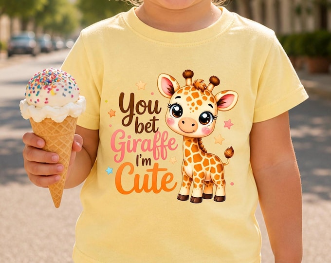 You Bet Giraffe I’m Cute Toddler Tee | Cute Giraffe Kids Shirt | Funny Toddler Shirt | Toddler Girl Boy Tee | Animal Lover Gift